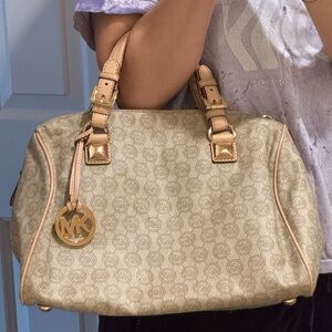 Michael Kors Monogrammed Tan Satchel